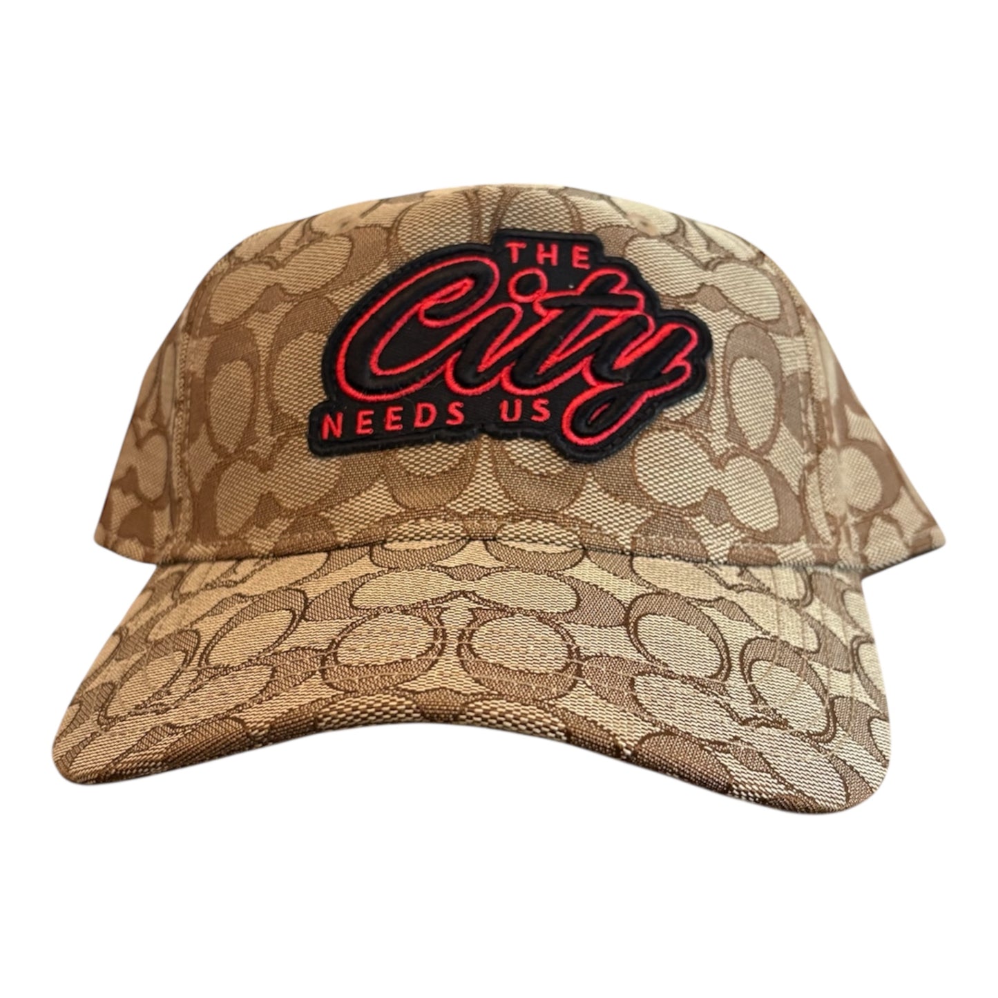 The City Needs Us x COACH (Tan Canvas Print Leather Strapback)
